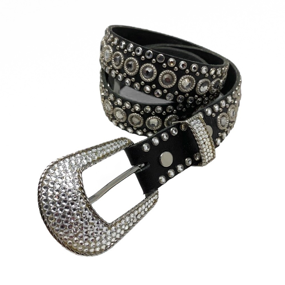 Kippys Belt Swarovski Crystal Rhinestone Cowgirl Western Black Leather Bling 32